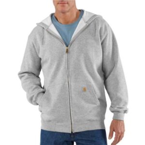 Carhartt Loose Fit Midweight Full-Zip Sweatshirt Heather Gray with DOE Logo K122HGY-PTX