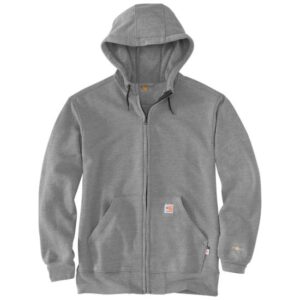 Carhartt Flame-Resistant Force Loose Fit Midweight Hooded Zip-Front Sweatshirt with DOE Logo Granite Heather 104982-020-PTX
