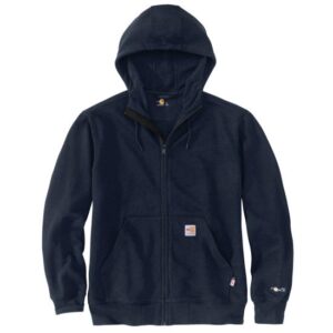 Carhartt Flame-Resistant Force Loose Fit Midweight Hooded Zip-Front Sweatshirt with DOE Logo Navy 104982NVY-PTX