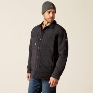 Ariat Rebar Cordura Ripstop Insulated Shirt Jacket Black with DOE Logo 10052120-PTX